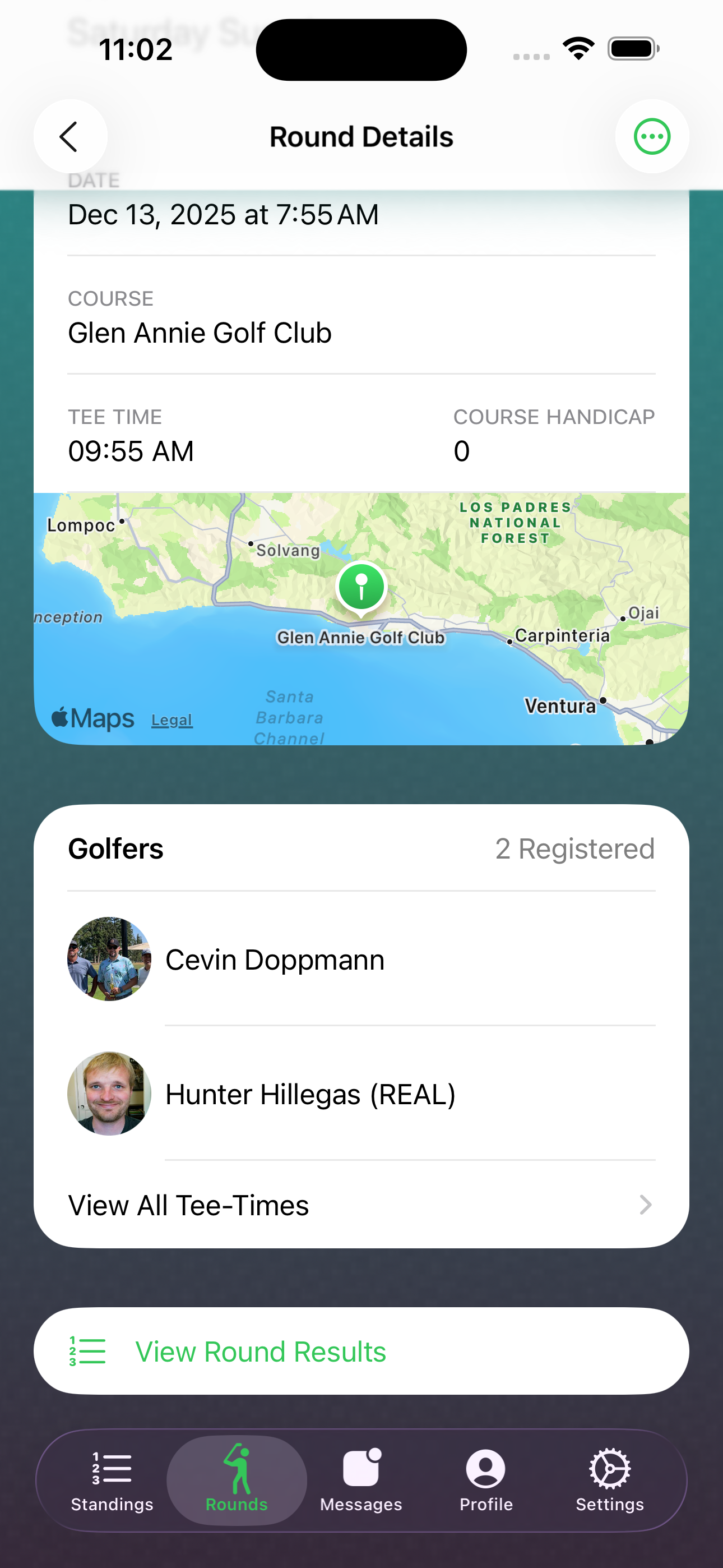 EZ Golf League iPhone round detail screen
